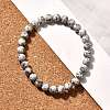 Natural Sesame Jasper/Kiwi Jasper Bead Stretch Bracelets X-BJEW-K212-A-033-1