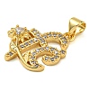 Rack Plating Brass Micro Pave Clear Cubic Zirconia Pendants KK-Z063-35G-2