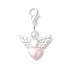 Opaque Acrylic Heart Angel Pendant Decorations HJEW-JM04528-4