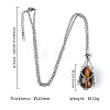 Natural Tiger Eye Easter Egg Cage Pendant 304 Stainless Steel Cable Chain Necklaces FS-WGA333C-13-2