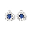 925 Sterling Silver Clear & Dark Blue Cubic Zirconia Flat Round Charms STER-NH0001-78P-1