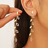 Cubic Zirconia Chains Tassel Earrings EJEW-P236-05G-4