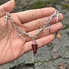 Halloween Alloy Spiked Thorns Link Dark Red Coffin Shaped Pendant Necklaces for Women NJEW-K294-01P-2