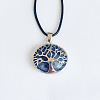 Alloy Pave Natural Sodalite Tree of Life Pendant Necklaces KW6501-2-1