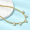 Brass Pave Cubic Zirconia Teardrop Pendant Round Beaded Necklaces NJEW-C121-01G-06-3