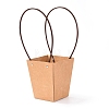 Trapezoid Kraft Paper Gift Bags with Plastic Haddles CARB-P007-A03-A-3