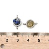 Natural Mixed Gemstone Chip 304 Stainless Steel Flat Round Connector Charms KK-P300-30P-3