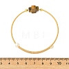 Natural Gemstone & Freshwater Pearl Beaded Copper French Wired Cuff Bangles for Women BJEW-JB13983-5