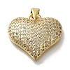 Heart Rack Plating Brass Micro Pave Clear Cubic Zirconia Pendant KK-U019-18G-01-1