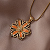 Stainless Steel Enamel Orange Flower Pendant Necklaces for Women JP8682-2