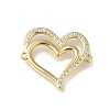 Rack Plating Brass Micro Pave Clear Cubic Zirconia Double Heart Links Connector Charms X-KK-K373-11B-G-1