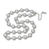 304 Stainless Steel Full Rhinestone Flat Round Link Chain Necklaces for Women SA-CBABBEA-02P-01-4