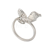 Flower Brass Micro Pave Cubic Zirconia Cuff Ring Settings KK-K297-08P-3