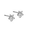 Anti-Tarnish Rhodium Plated 999 Sterling Silver Star Stud Earrings for Women EJEW-S215-03P-1