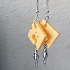 Cheese Alloy & Resin Dangle Earrings FS-WG078A6-01-4