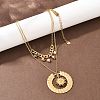 304 Stainless Steel Sun and Round Natural Crazy Agate Pendant Double Layer for Women NJEW-K252-13G-3