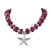 Ocean 304 Stainless Steel Starfish Pendant Necklaces NJEW-JN06477-5