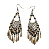 Vintage Bohemian Tassel Alloy & Resin Beaded Chandelier Earrings EJEW-G466-03AB-2