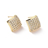 Clear Cubic Zirconia Rhombus Stud Earrings EJEW-F298-12G-1