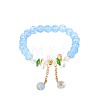 Daisy Crackle Glass Round Beaded Stretch Bracelets FS-WG28140-02-2