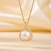 Brass Pave Clear Cubic Zirconia Pendant Necklaces ER6847-1