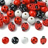 40Pcs 5 Styles Ladybug Theme Spray Painted Wood Beads WOOD-FS0001-14-1