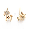 Brass Pave Clear Cubic Zirconia Stud Earring Findings KK-N216-542-2