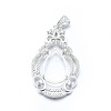 Anti-Tarnish Rhodium Plated 925 Sterling Silver Pendant Cabochon Open Back Settings STER-P044-02P-3