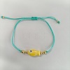 Braided Porcelain Fish Charm Adjustable Bracelets JI6734-3-1