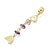 Brass Pave Cubic Zirconia Clear Cubic Zirconia & Natural Amethyst & Enamel European Dangle Charms GG-CBA3401-01G-B-3