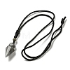 Natural Labradorite Conical Pendulum Pendant Necklace with Nylon Cord for Women NJEW-B106-01F-2