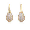 Brass & Clear Cubic Zirconia Stud Earrings WG03CED-01-2