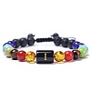 7 Chakra Natural Mixed Gemstone & Lava Rock & Glass Beads Ajustable Bracelets MO5857-9-1