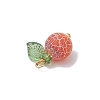 4pcs 4 Colors Natural Dyed Crackle Agate Round Fruit Charms with Acrylic Leaf PALLOY-TA00124-3