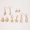 Shell Shape & Starfish Alloy Natural Shell Dangle Earrings FS-WGAC3B8-03-2