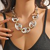 Acrylic Chunky Coffee Bean Link Chain Necklaces NJEW-D313-01A-1