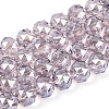 Electroplate Transparent Glass Round Beads Strands EGLA-T029-8mm-12T-10-1