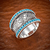Retro Alloy & Turquoise Finger Rings FS-WG1E1DC-05-1