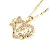 304 Stainless Steel Heart Pendant Necklaces with Cubic Zirconia NJEW-H029-01G-F-1
