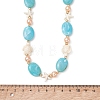 Ocean Synthetic Turquoise Turtle Starfish & Oval Acrylic & Round Glass Pearl Beaded Necklaces for Women NJEW-JN06077-3
