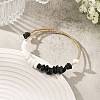 Natural Obsidian & Glass Chip Steel Memory Wire Cuff Bangles for Women BJEW-JB14381-1