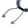 8mm Round Dyed & Heated Natural Blue Aventurine Braided Bead Bracelets BJEW-C067-01B-16-4