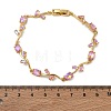 Brass Glass Flower Link Chain Bracelets KK-CBA7DFA-01G-D-3
