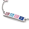 201 Stainless Steel Cross & Rectangle with Word Baby Link Bracelets BJEW-B090-01A-07-2
