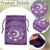 2Pcs Moon Printed Velvet Drawstring Storage Bags for Tarot Card ABAG-CN0001-79A-6