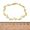 Brass Glass Flower Link Chain Bracelets KK-CBA7DFA-01G-10-5