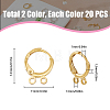 40Pcs 2 Color 2-hole Rack Plating Eco-friendly Brass Huggie Hoop Earring Findings KK-FH0006-63-2