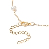 Natural Rose Quartz Star & Natural Freshwater Pearl & Brass Link Chain Necklaces NJEW-JN05687-01-5