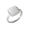 Square Natural White Jade Finger Rings WG13BF8-10-2