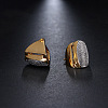 Brass Micro Pave Cubic Zirconia Triangle Hoop Earrings FS-WG3BBE8-01-3